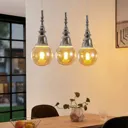 Lucande Gesja pendant lamp, 3-bulb, long, chrome