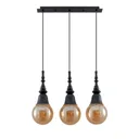Lucande Gesja pendant lamp, 3-bulb, long, black