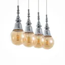 Lucande Gesja pendant lamp, 4-bulb, long, chrome
