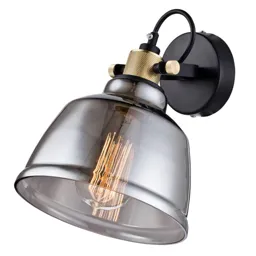 Smoked glass lampshade - Irving wall light