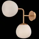 Erich wall light in brass, two glass lampshades