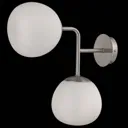 Erich wall light in nickel, two glass lampshades