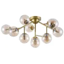 Dallas ceiling light with 12 glass spheres, gold