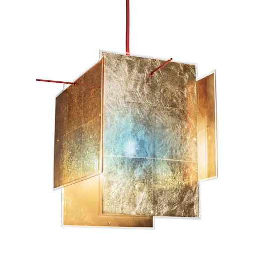 Golden designer hanging light 24 Karat Blau 230 cm