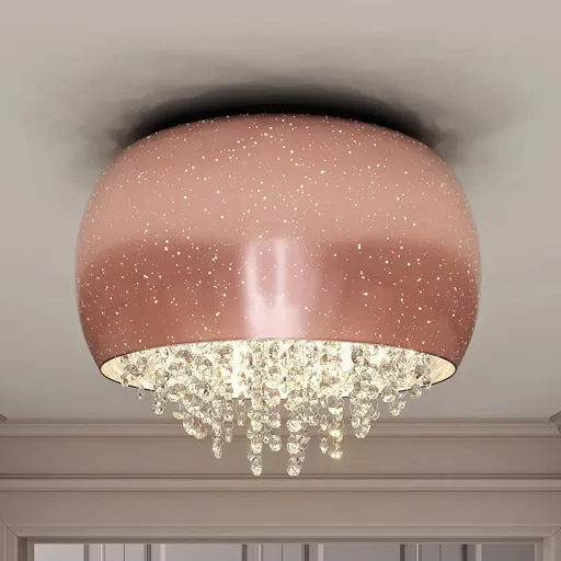 Lucande Elinara crystal ceiling lamp 5-bulb copper