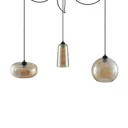 Lucande Zyli pendant light, three-bulb, amber