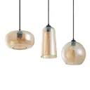 Lucande Wilja hanging light, three-bulb, amber