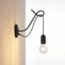 Lucande Jorna wall lamp in black, grey cable