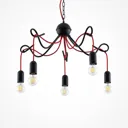 Lucande Jorna hanging light, 5-bulb, red cable