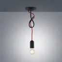 Lucande Jorna hanging light, one-bulb, red cable