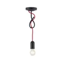 Lucande Jorna hanging light, one-bulb, red cable