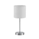 Lindby Leokadia table lamp, chrome and white