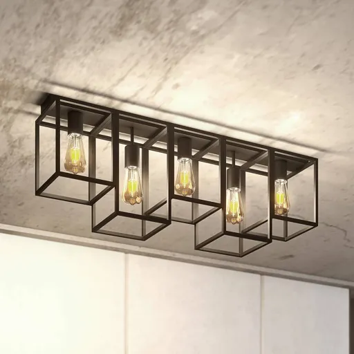 Lucande Andrik ceiling light, 5-bulb, black