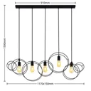 Lucande Andrik hanging lamp, 5-bulb, circles
