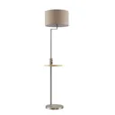 Lindby Zinia floor lamp with shelf and USB, nickel