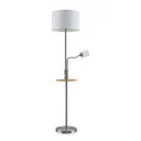 Lindby Aovan floor lamp with shelf and USB, nickel