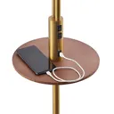 Lindby Aovan floor lamp with shelf and USB, bronze