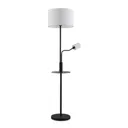 Lindby Aovan floor lamp with shelf and USB, black