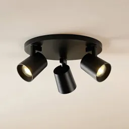 Arcchio Iavo downlight, round, 3-bulb, black