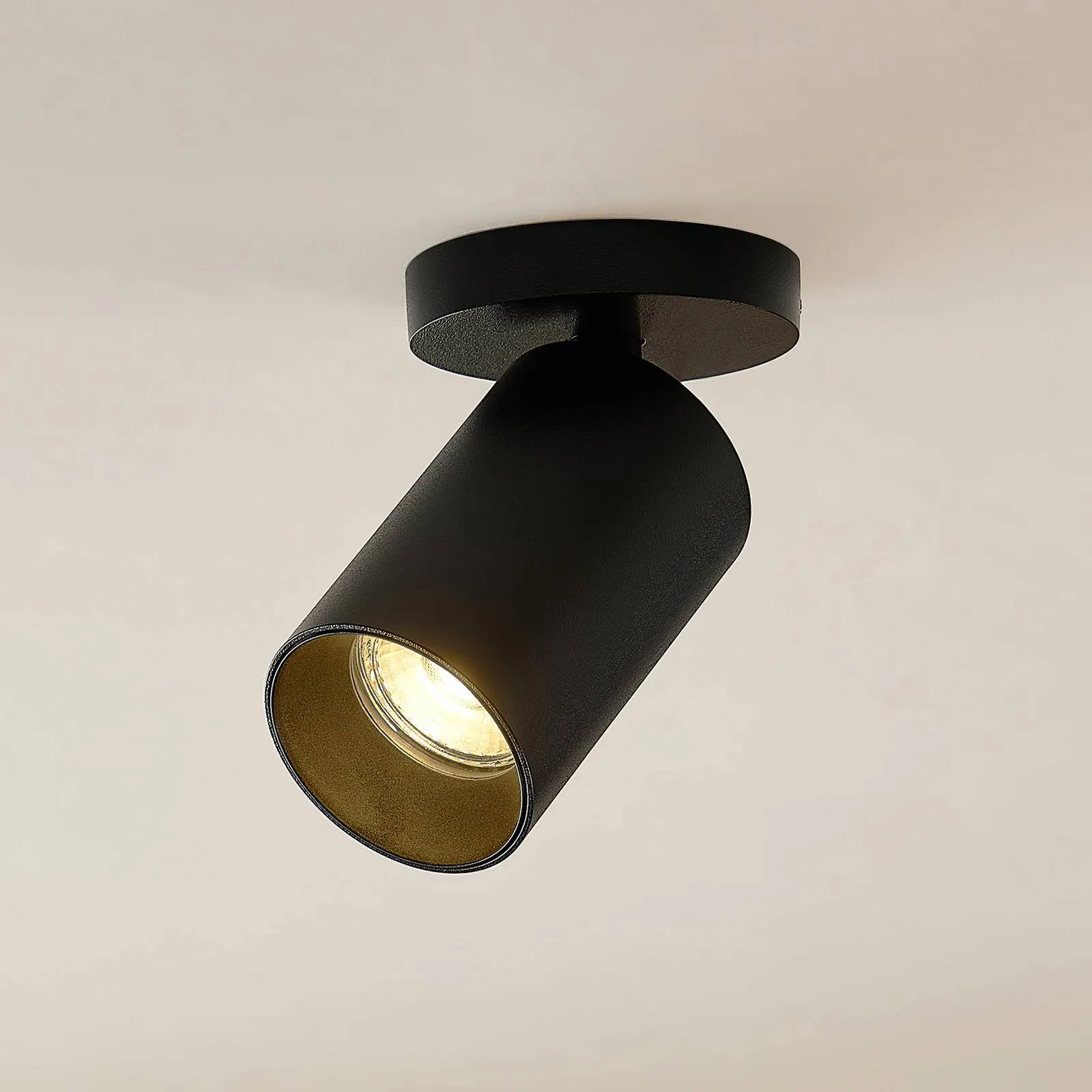Arcchio Brinja spotlight, round, 1-bulb, black
