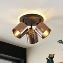 Lindby Joudy ceiling lamp, 3-bulb, dark bronze