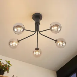 Lucande Wynona ceiling light 5-bulb black