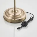 Lindby Christer floor lamp, brass, cream 150 cm