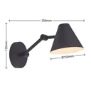 Lucande Phina wall light, extendable 35.6 cm