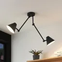 Lucande Phina ceiling light in black, 2-bulb
