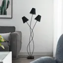 Lindby Komalie floor lamp, three-bulb, black