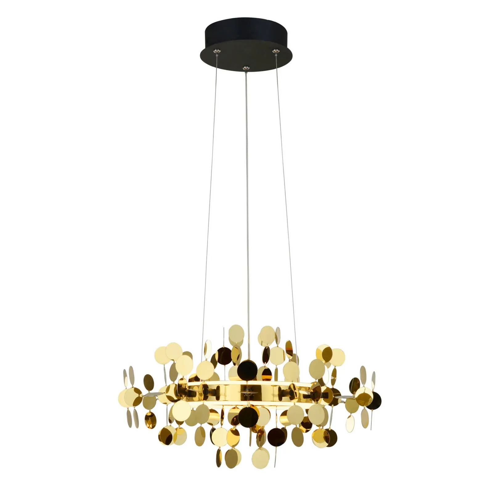 Lucande Glimmo LED pendant light, black, brass