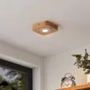 Lindby Mikari LED ceiling light, wood, 1-bulb