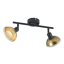 Lindby Erin LED downlight black/gold two-bulb