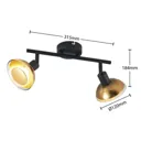 Lindby Erin LED downlight black/gold two-bulb