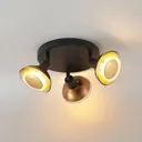 Lindby Erin LED downlight round, black/gold