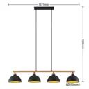 Lindby Tirzana hanging lamp, four-bulb, black
