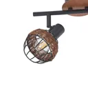 Lindby Nermina rattan spotlight, cage, two-bulb