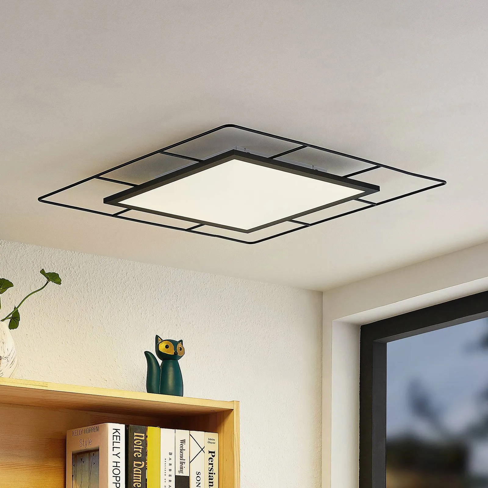 Lindby Khai LED ceiling light step dim 60 x 60 cm