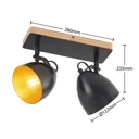 Lindby Colton ceiling spotlight black/gold 2-bulb