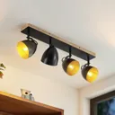 Lindby Colton ceiling spotlight black/gold 4-bulb