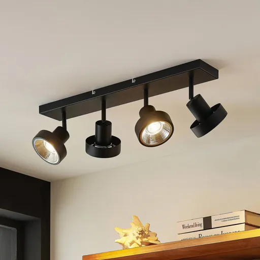 Lindby Ignacio ceiling light four-bulb black