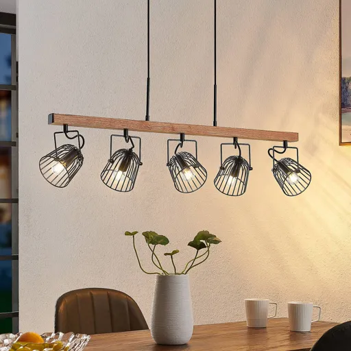 Lindby Adalin hanging light, five-bulb, cage