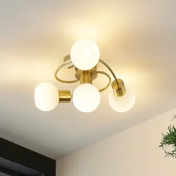 Lindby Ciala LED ceiling light, 4-bulb, brass