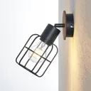 Lindby Telmos wall spotlight with a cage lampshade