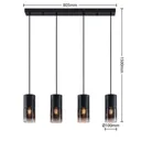 Lindby Berral pendant lamp, smoked glass four-bulb