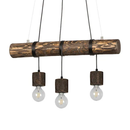 Envolight Terra hanging lamp, dark wood, 3-bulb
