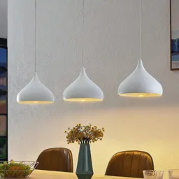 Lindby Elamira pendant light, 3-bulb, white