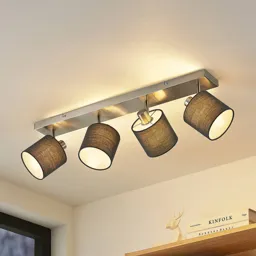 Lindby Darima ceiling spotlight, four-bulb, grey