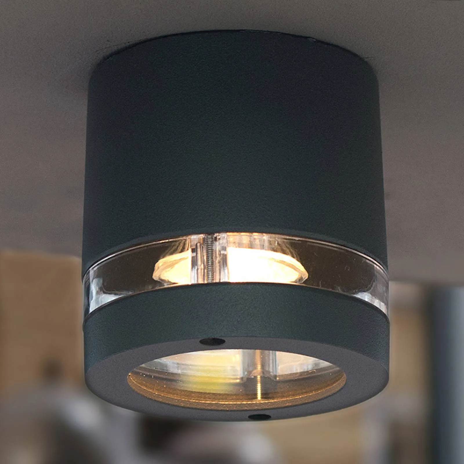 Focus bright exterior ceiling light, anthracite