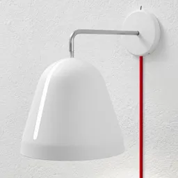 Nyta Tilt Wall wall light with a red cable, black